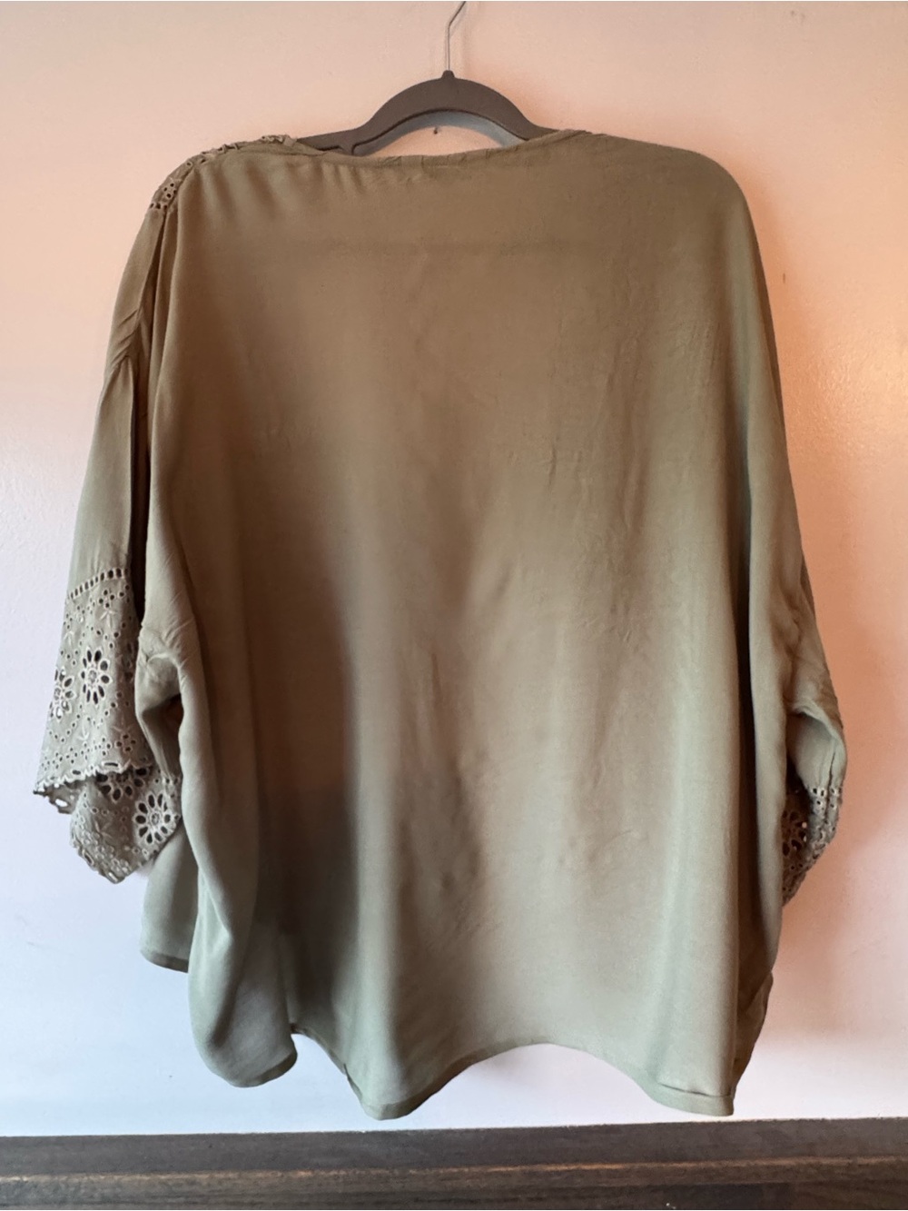 Lucky Brand Olive Green Eyelet Kimono Jacket OS EUC - Picture 2 of 5